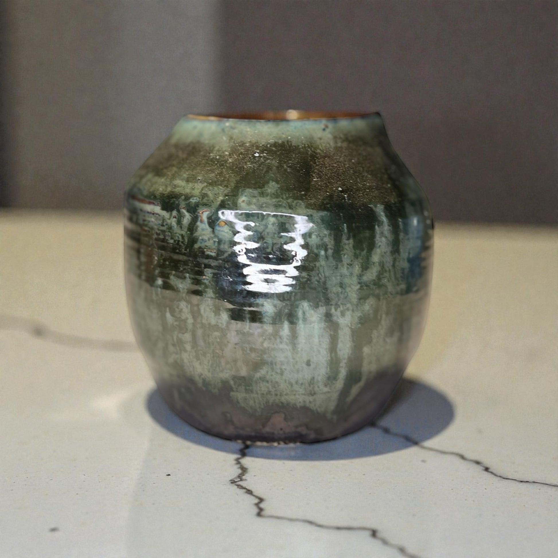 Handmade Green Ceramic Vase – Glazed Stoneware Bud Vase, Organic Modern Home Decor