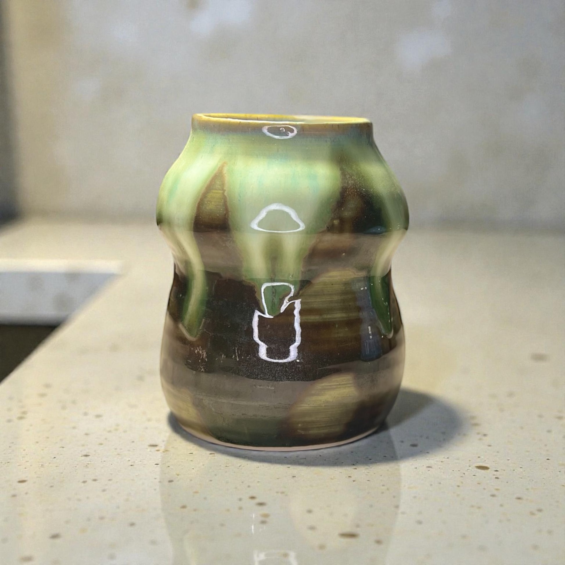 Handmade Green & Brown Ceramic Vase – Sculptural Stoneware Bud Vase, Modern Artisan Home Decor