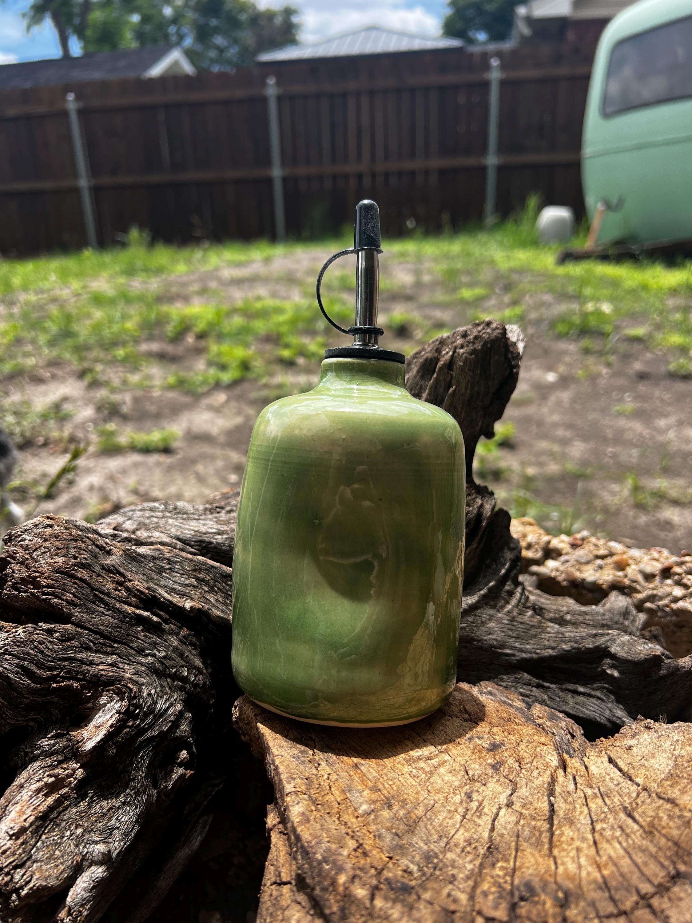 Handmade Ceramic Olive Oil Bottle - Multiple Color Options - Dishwasher Safe - Great for Soy Sauce and Other Sauces As Well
