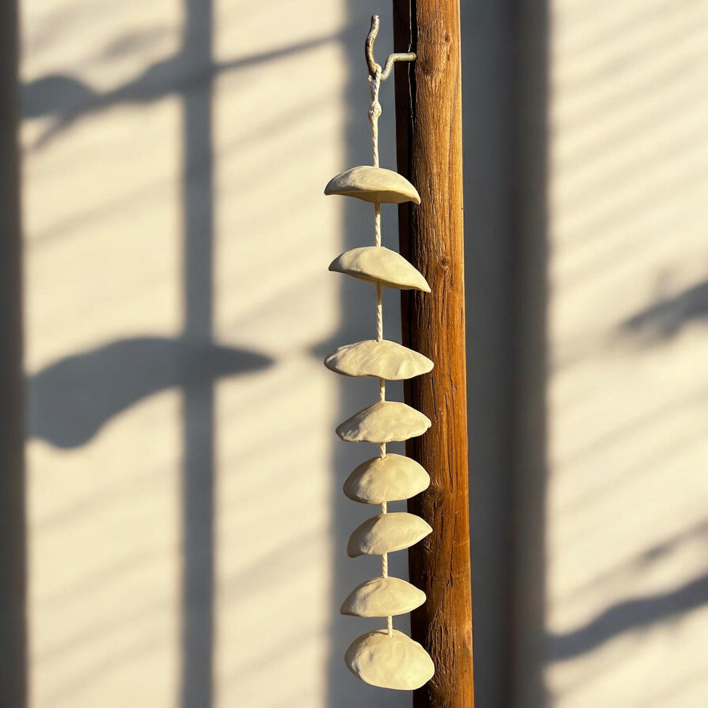 Handmade Ceramic MoonChime - Multiple lengths available - Hanging Bells - Garden or Porch decoration - Natural Clay Wind Chimes