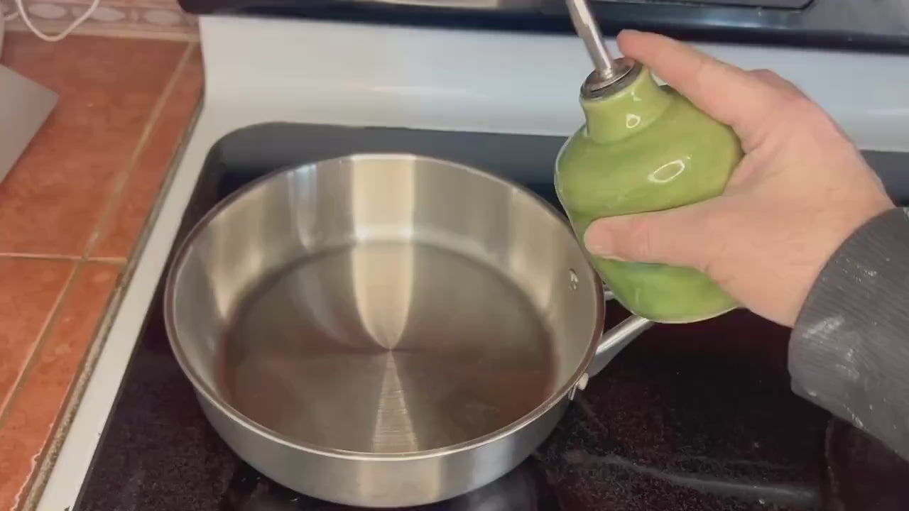 Handmade Ceramic Olive Oil Bottle: Rustic Kitchen Decor, 12oz